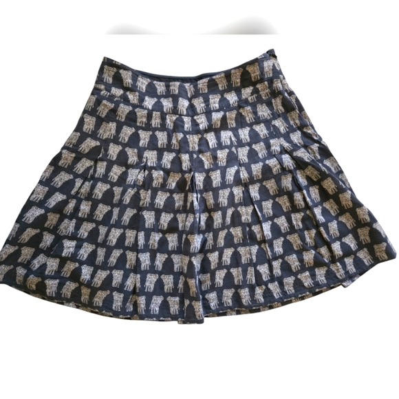 FAT FACE UK Black Skirt with Brown Elephant Pattern. Size 10Uk (6 US) - Picture 1 of 11